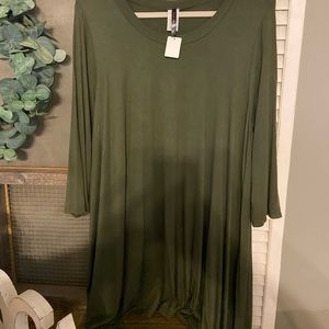 Olive Plus Swing Top with Asymmetrical hem line